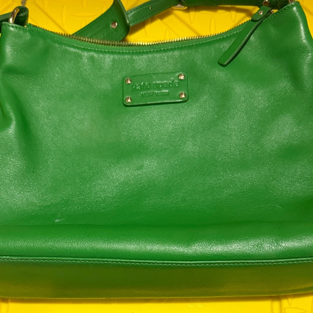 kate spade Kelly Green Leather Shoulder Bag with Gold Hardware